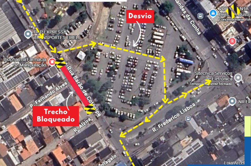 Trecho da Rua Barão de Cotegipe será interditado temporariamente para obra de drenagem